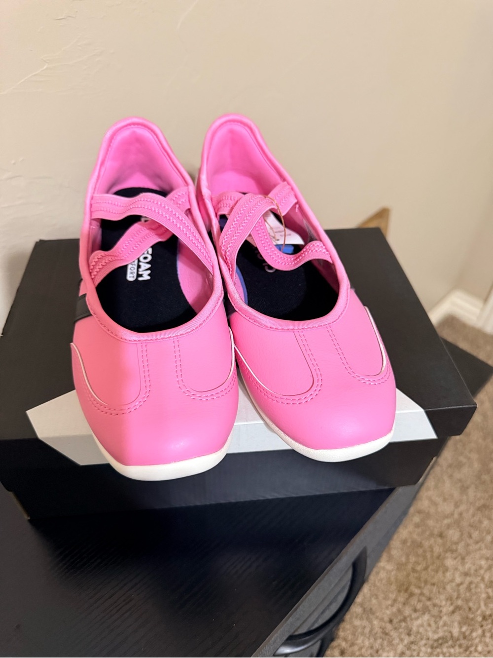 Adidas Barreda Pink Mary Jane Slip-On Shoes with Elastic Strap. 7W/6Y